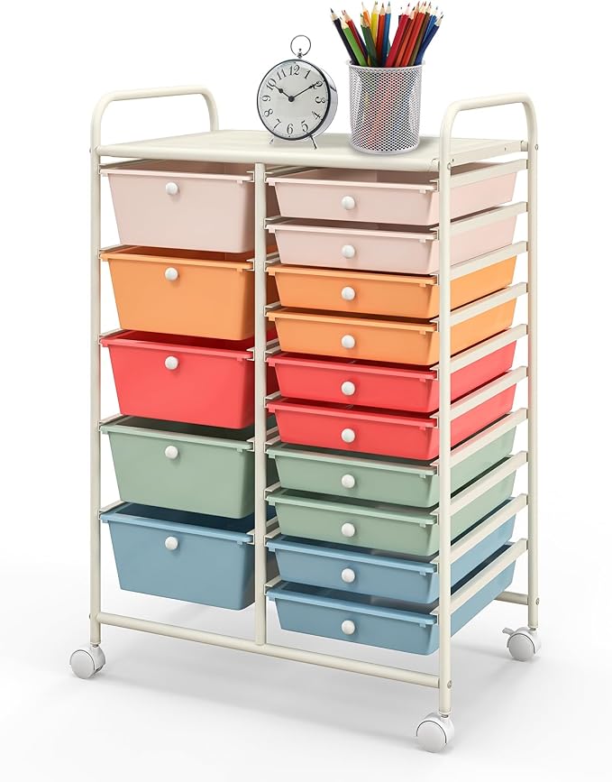 BECOMFORT 15-Drawer Rolling Cart by BECOMFORT