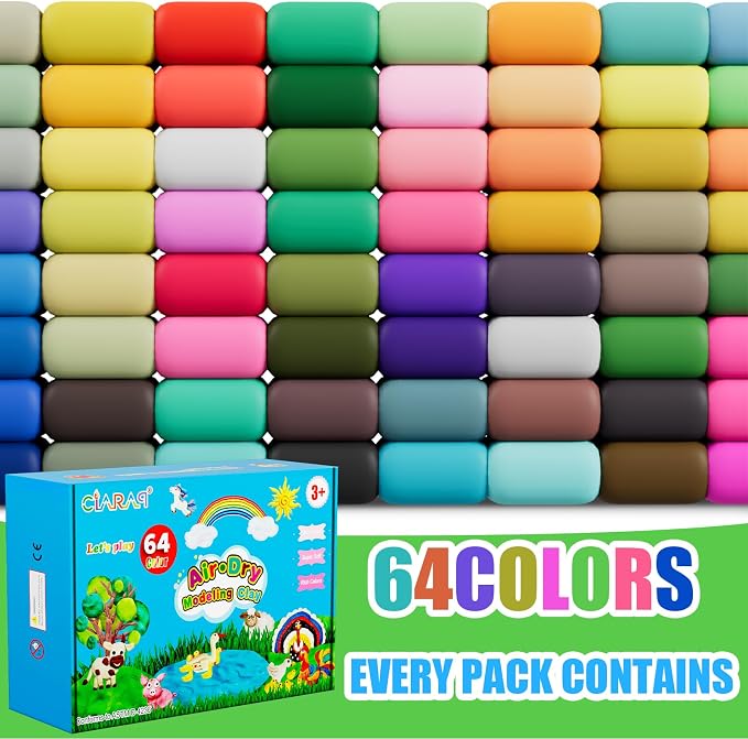 Air Dry Clay Kit for Kids – 64 Colors 15g Each, Non-Toxic Modeling Clay Set | - Image 2