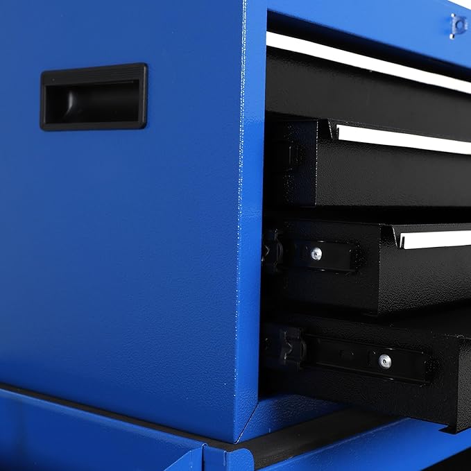 Rolling Tool Cabinet Tool Box, 5-Drawer Storage Chest with Detachable Organizer, Removable Portable Tool Box for Garage Warehouse (Blue)
