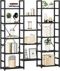 NUMENN Triple Column 5 Tier Bookshelf, Bookcase by NUMENN