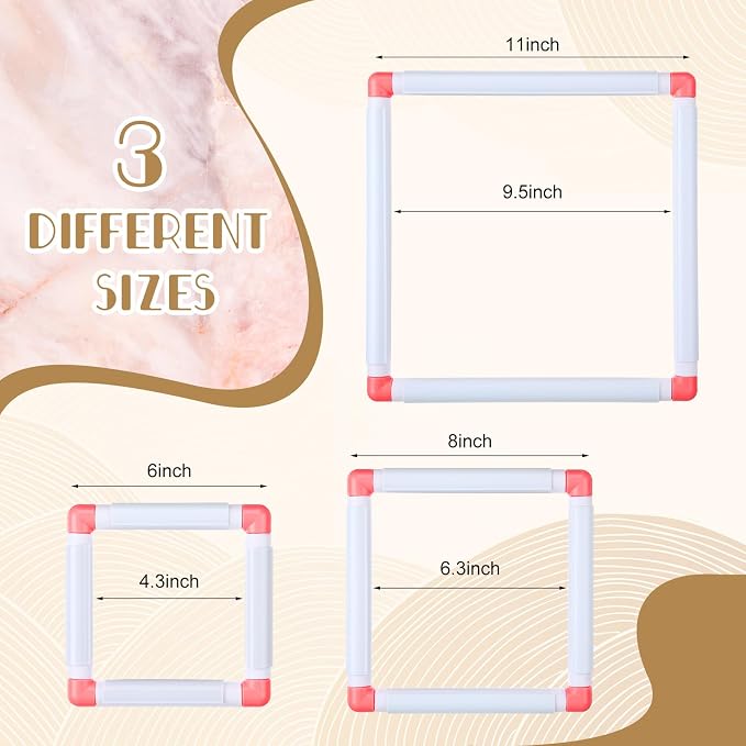 Janinka Embroidery Hoop 3 Pcs Cross Stitch Hoops and Frames White Rectangular - Image 2