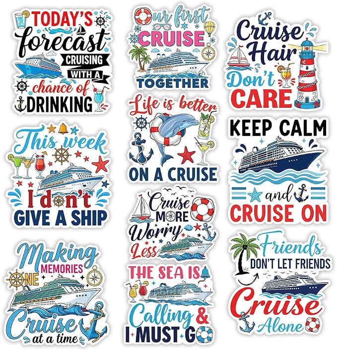 MAIANEY Funny Cruise Stickers Pack 10 Waterproof Vinyl Cruise Ship Stickers by Maianey
