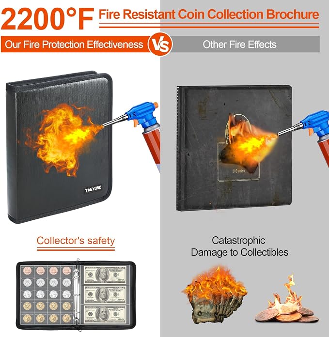 Coin Collection Book Holder for Collectors, 520 Pockets Fireproof Coins - Image 5