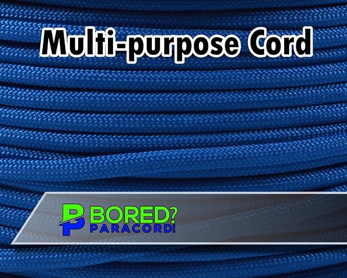 BORED? PARACORD! 550 lb Paracord - Ideal for Crafting, Camping, DIY Projects, Active & Military Outdoors - Strong Survival Rope - Tactical Parachute Cord Type III - Caribbean Blue 100 Feet