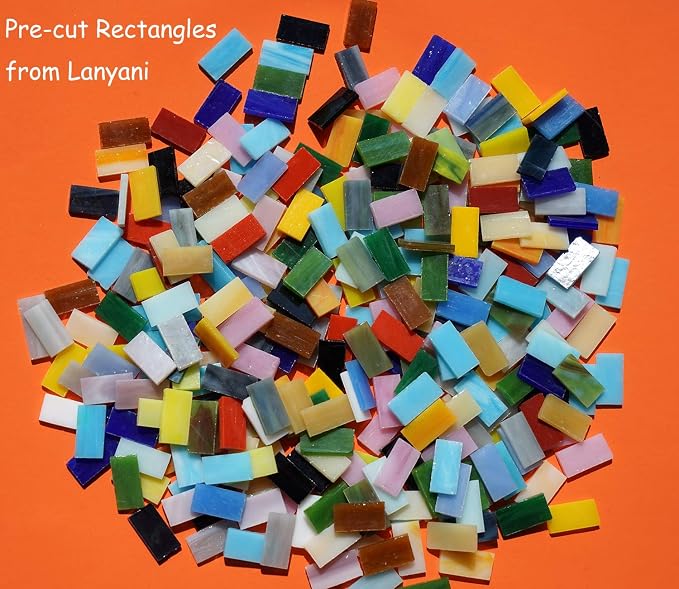 Lanyani 400 Pieces/17.6oz Rectangle Mosaic Tiles Stained Glass - Image 5