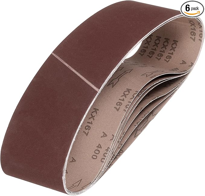 HARFINGTON 6 x 48 Inch Sanding Belts, 6 Pcs 400 Grits Aluminum Oxide Abrasive Belt Sander File Belt for Woodworking, Metal Polishing, Knife Sharpener