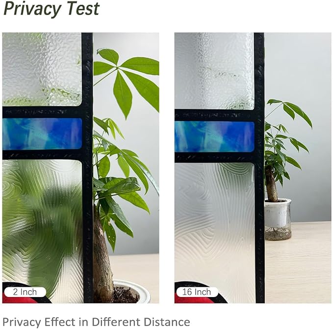 Original Hand Drawn Faux Stained Glass Window Film, Double-Sided Texture Static - Image 2