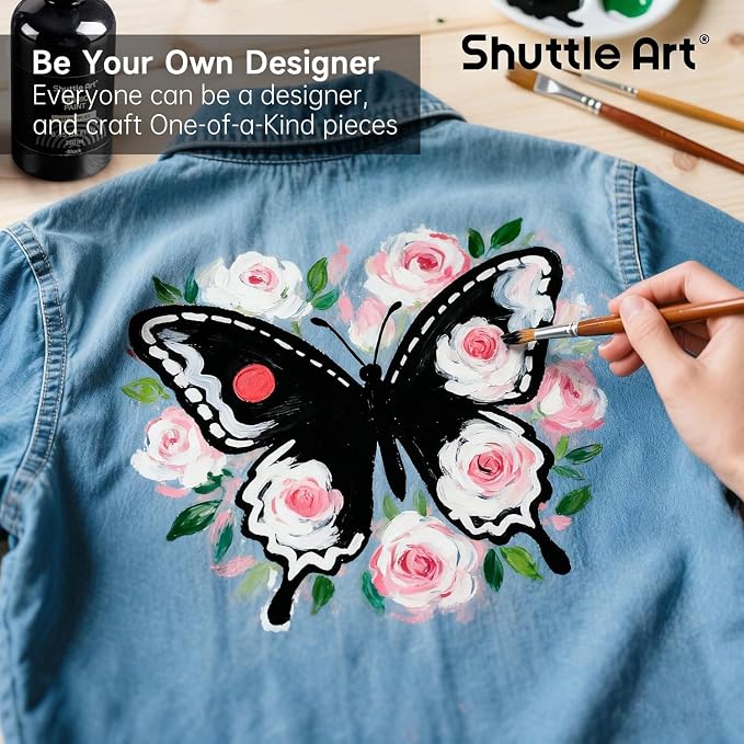 Shuttle Art Black Fabric Paint, 8.45 oz Fabric Paint - Image 2