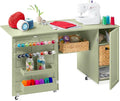 Best Choice Products Large Folding Sewing Table, Caster Wheels, Storage Shelves by Unknown