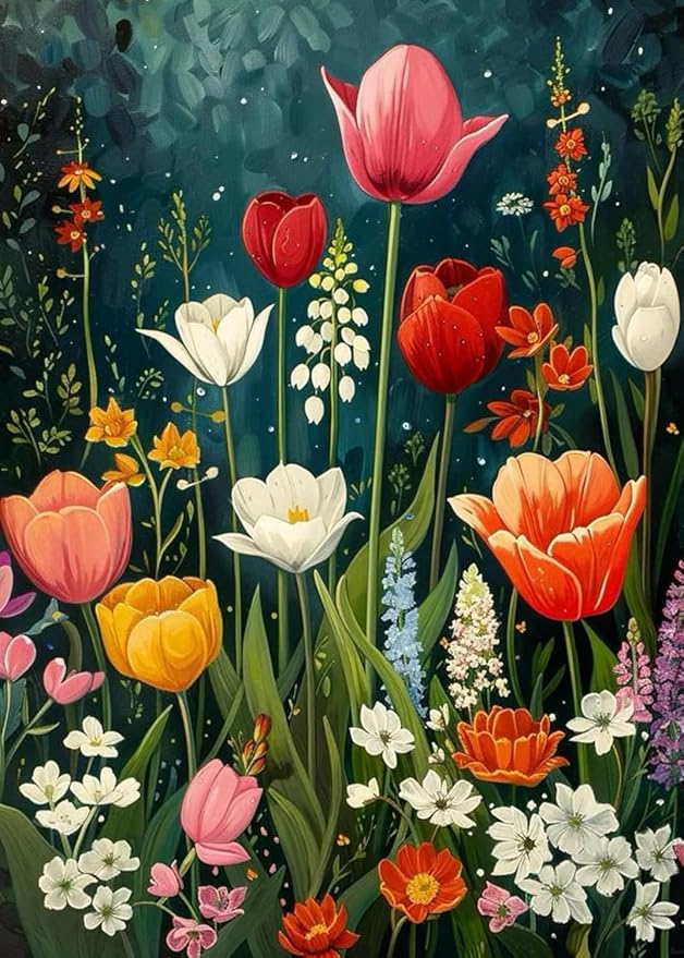 MYBISYMQQ Flower Stamped Cross Stitch Kits, DIY Flowers Cross Stitch Ornament by Unknown