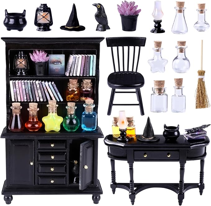 Celltestria 56 Pcs Halloween Miniatures Decorations 1:12 Scale Magic House by Unknown