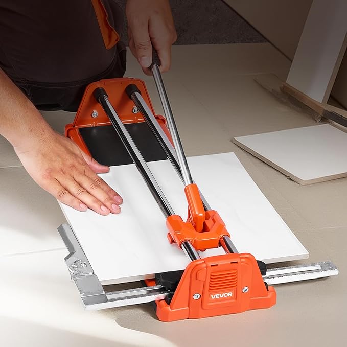 VEVOR 17-Inch Manual Tile Cutter for Wall & Polished Tiles,Double Rails for Precise Cutting, Tungsten Carbide Wheel,Non-Slip Handle,Anti-Displacement Pressure Rod,Precise Cuts for Pros & Beginners