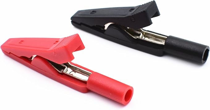 10Pcs Red and Black Insulated Safety Multimeter Test Leads with Mini Alligator Clips Crocodile Clamp Clips for 2mm Test Probe Banana Plug Connector