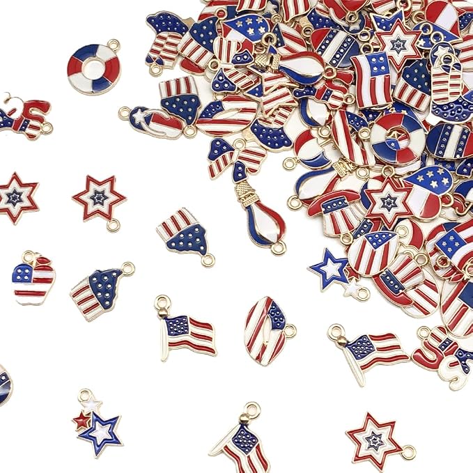 WOCRAFT 120pcs Assorted Enamel Bracelet 4th of July Independence Day American - Image 3