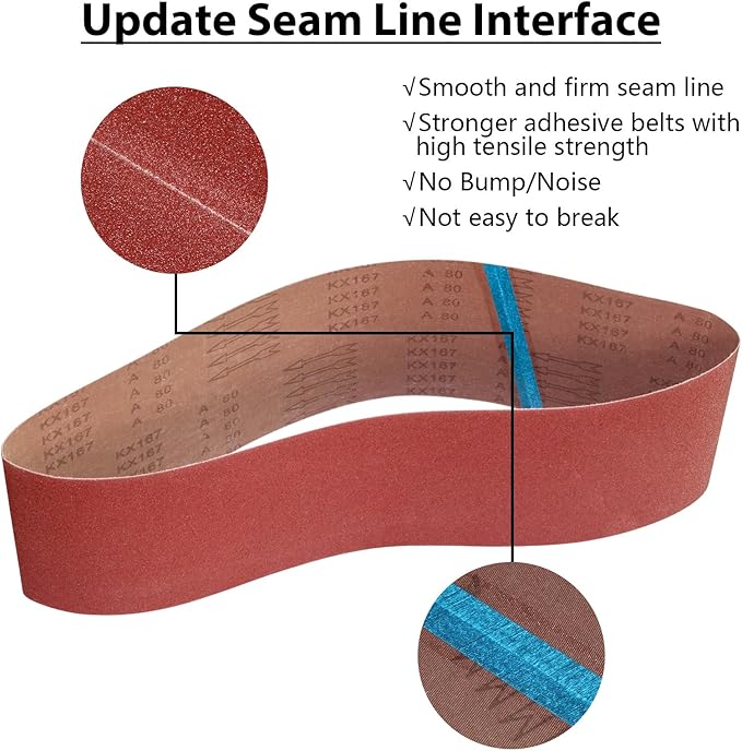 6 x 48 Sanding Belts, 80 Grit 6x48 Inch Sanding Belt for Belt Sander, 6x48 Aluminum Oxide Belt Sander Sanding Belts for Woodworking, 6 Pack(6x48in, 80 Grit)