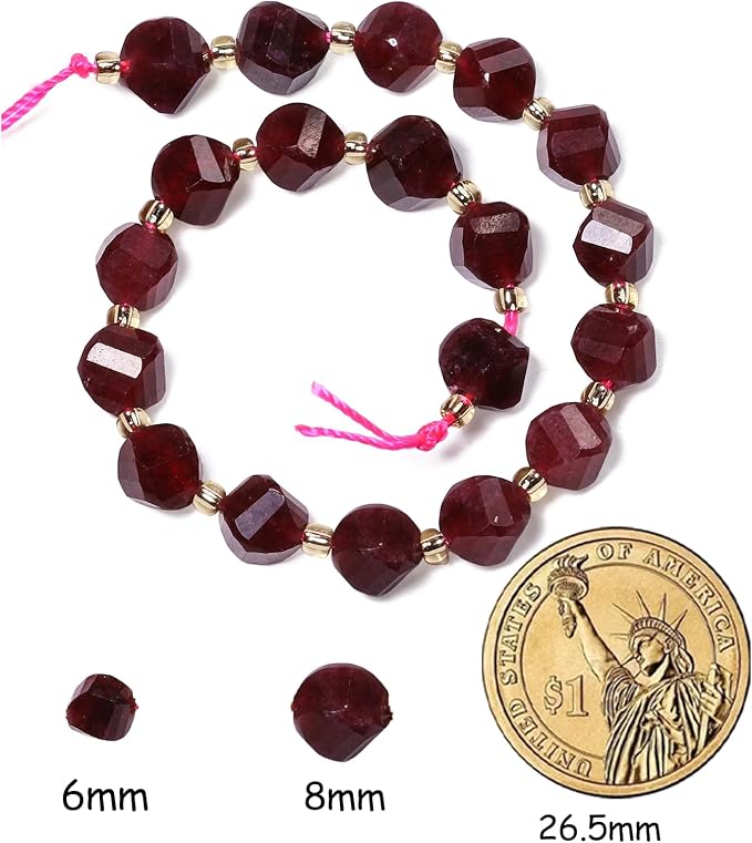 34pcs Natural Garnet Stone Beads - Image 2