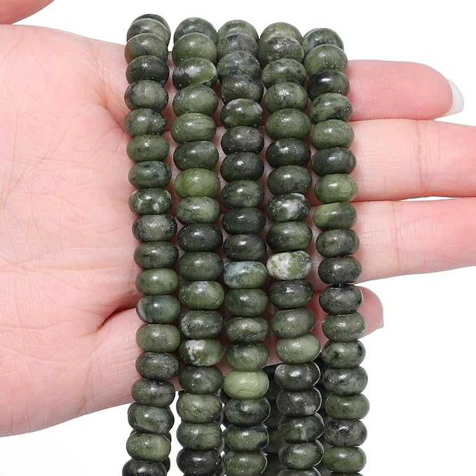 Songxi 5x8mm Natural Southern Jade Stone Rondelle Beads, Gemstone by SongXi