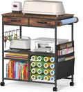 Rolling Craft Cart with 16 Vinyl Roll Holders, Craft Workstation Table with by SunexinloDirect