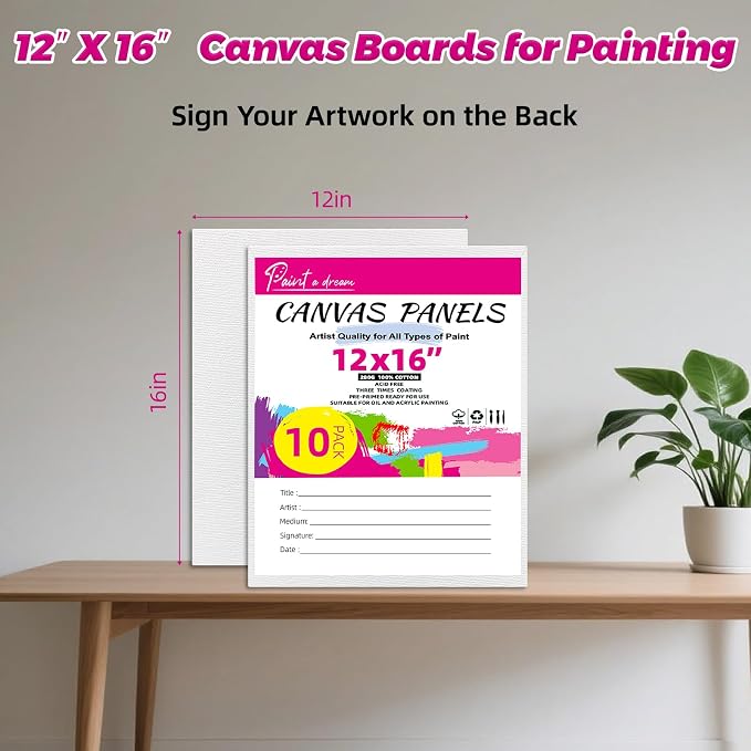 10 Pack 12"x16" Canvas Panels 100% Cotton - Image 2