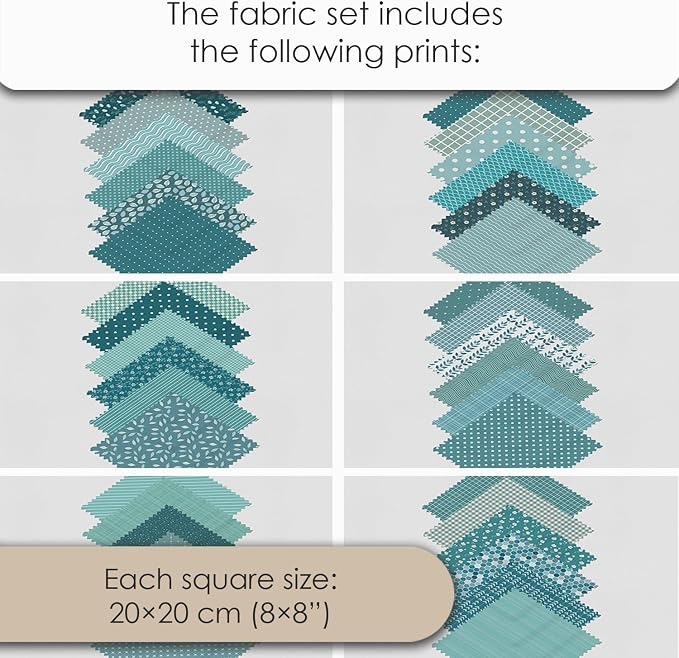 Cotton Satin Patchwork Fabric Panel – 35 Designs, 20×20 cm Squares, Single - Image 7
