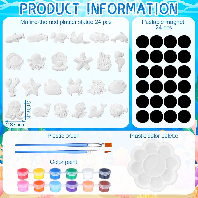 Soulchen 24 Set Ocean Animals Ceramic Painting Kits Sea Animals Ceramic - Image 3