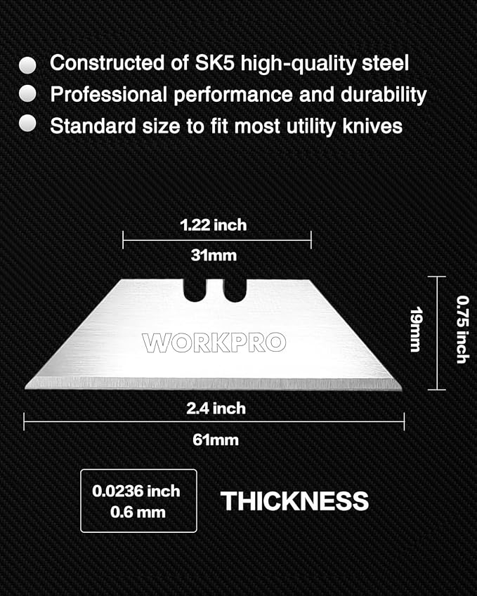 WORKPRO 50-Pack Utility Knife Blades - Image 2