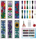 INFUNLY 6 Set Rose Window Cross Stitch Bookmark Kits by INFUNLY