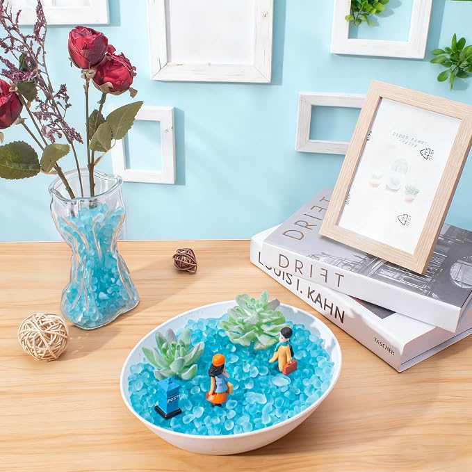 Keedolla 0.9 LB Ice Blue Sea Glass Marbles Stones Frosted Glass Pebbles - Image 6
