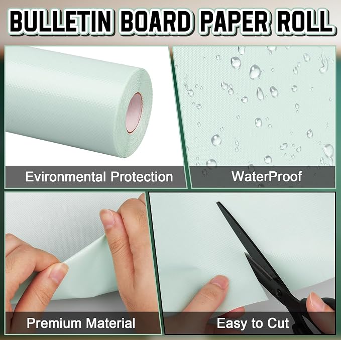 Inkspire Mint Green Bulletin Board Paper Roll, 14.8FTx18.5IN Large Reusable - Image 3