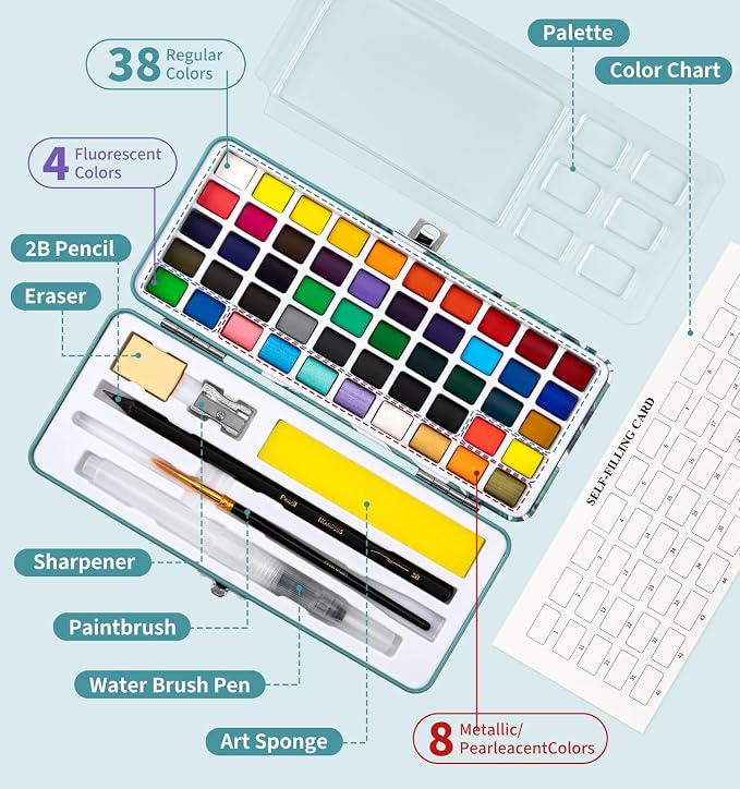 Watercolor Workbook, Water Coloring Book, 12 Different Patterns of Original DIY - Image 3