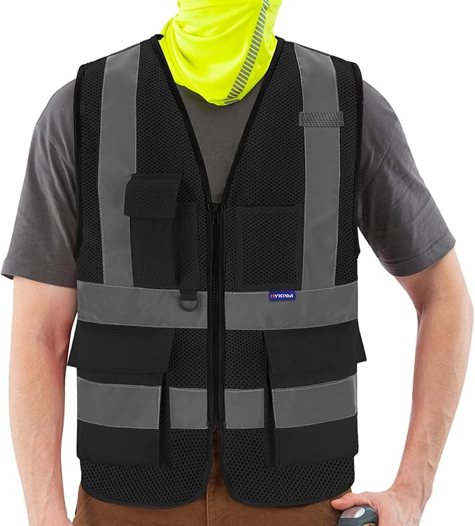 A-SAFETY Black mesh vest for work
