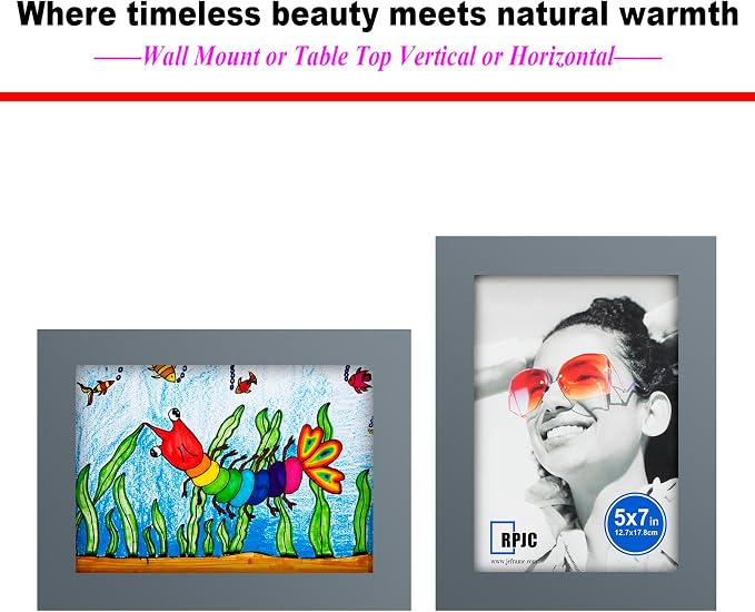 RPJC 5x7 Picture Frames Made of Solid Wood High Definition Glass - Image 5