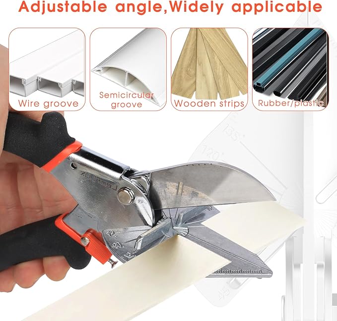 LeafLux Miter Shears for Wood Trim, Adjustable 45 to 135 Degree Handheld Tool - Image 6