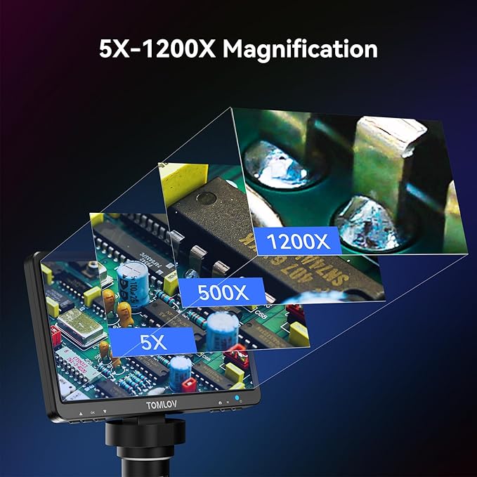 TOMLOV DM9 7" Digital Microscope: 1080P 1200X Coin Microscope Magnifier - Image 4