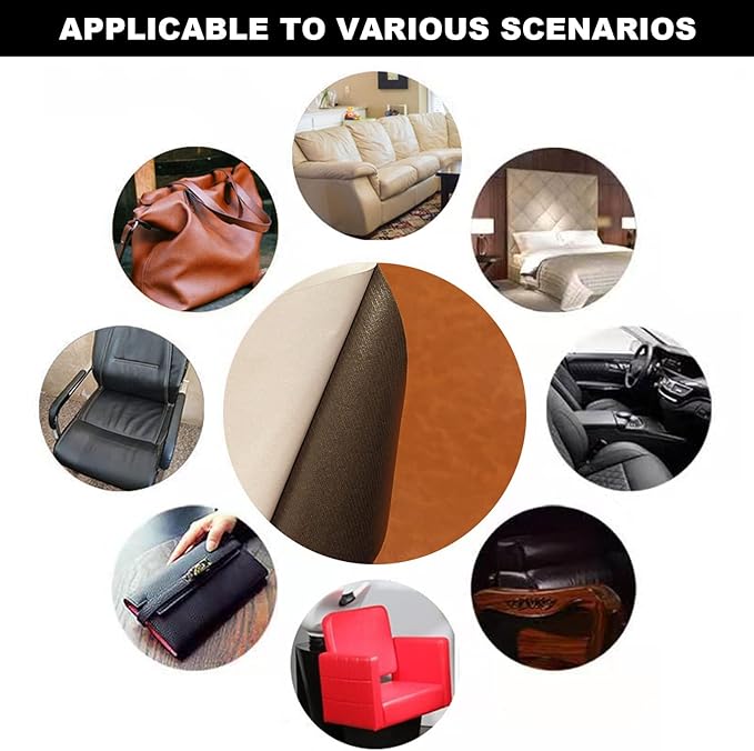 Leather Repair Patch Self-Adhesive Leather Patches for Furniture Couch Sofa Car Seats, PU Vinyl Leather Repair Tape Kit to Fix Office Chairs, Cabinets, Handbags (Brown, 3.9 X 78.7 inch)