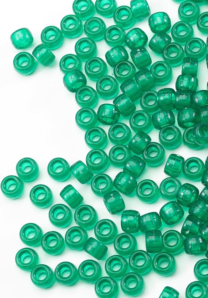 Gxueshan 1000 Pcs Acrylic Transparent Green Pony Beads 6x9mm Bulk - Image 5