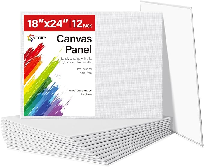 Simetufy 18x24inch 12Pcs Large Flat Canvas Boards Panels by Simetufy