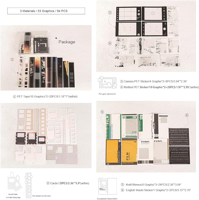 Doraking 94PCS Film Scrapbook Paper Packs - Image 2