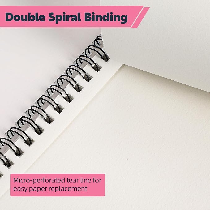 4 Pack Sketch Book, 9 x 12Inch Sketchbook, 68lb/100gsm Spiral Bound Sketch Pad - Image 4