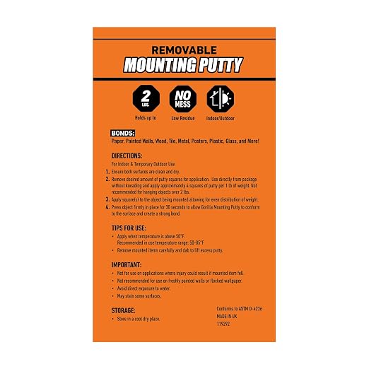 Gorilla Removable Mounting Putty Reusable & Repositionable Adhesive 84 Count - Image 10
