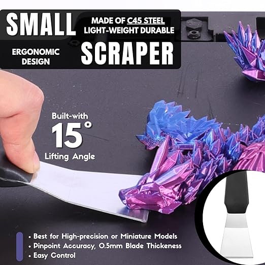 High-Quality 3D Printer Tool Removal Scraper Kit, 4 Types of Sharpened Blades & 10 Extra Blades, 3D Printer Scrapers for Fast Separation Large Medium Small Models, Great 3D Printer Accessories Gifts