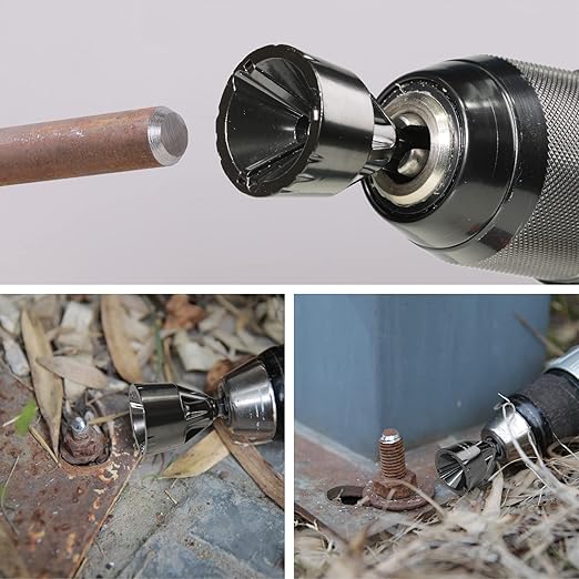 Tungsten Carbide Chamfering Drill Bit 1/4" to 3/4" Uniburr, Bolt Thread Repair Tool for Removing Burr, Quick Release Hex Shank Deburring Tool for Metal, Rod, Tube, Screw, Dowel, Sheet,Pipe