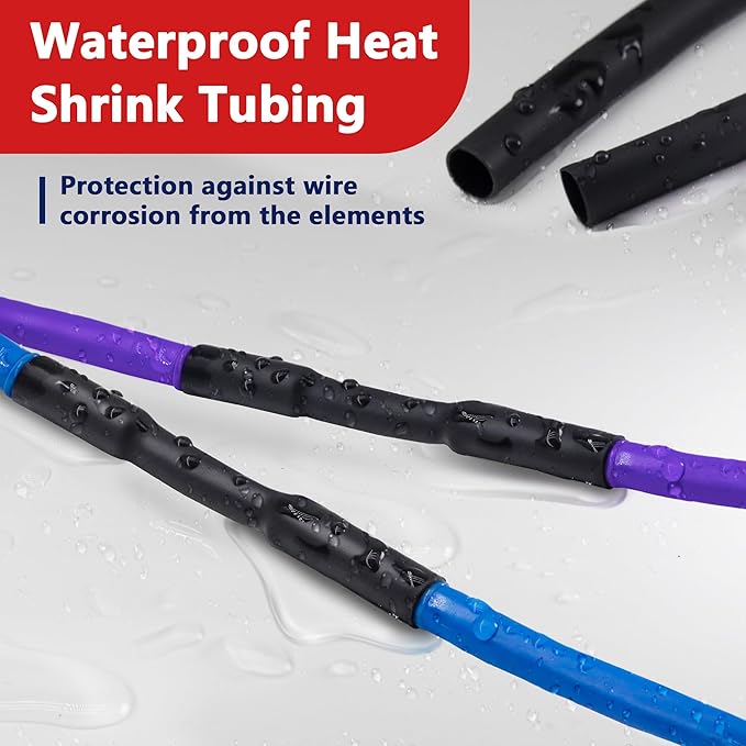 1/2inch Heat Shrink Tubing, 16.4 Ft 3:1 Heat Shrink Tube Dual Wall Adhesive Lined, Waterproof Marine Shrink Wrap Tubing, Electrical Industrial Automotive Sealing Heat Shrink Tubing for Wire Insulation