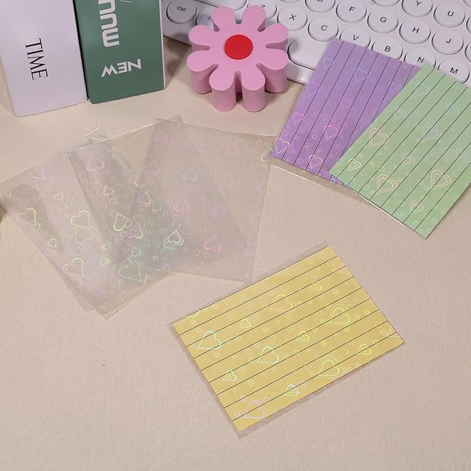 100pcs Photocard Sleeves, 3.58x2.56 in Love Heart-Shape Laser Flashing Card - Image 6
