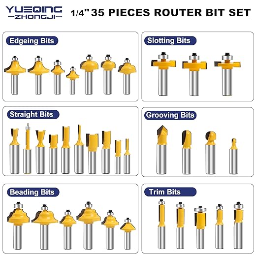 Router Bit Set of 35 Pieces Router bits 1/2 Inch Shank 35pcs Expert Router Bit Kit C3 Alloy Blade Router bits for Precision Carving and Versatile Applications