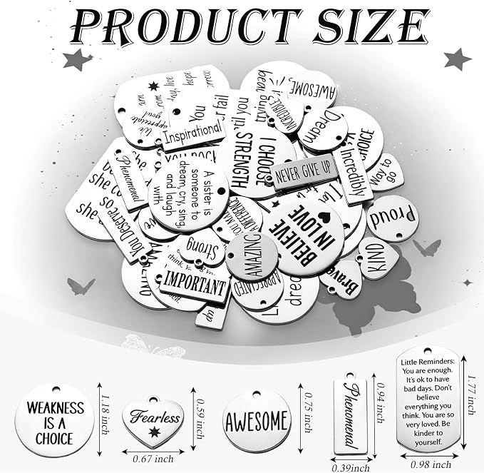 Trnayi 285 Pcs Inspirational Words Charms Bulk - Image 2