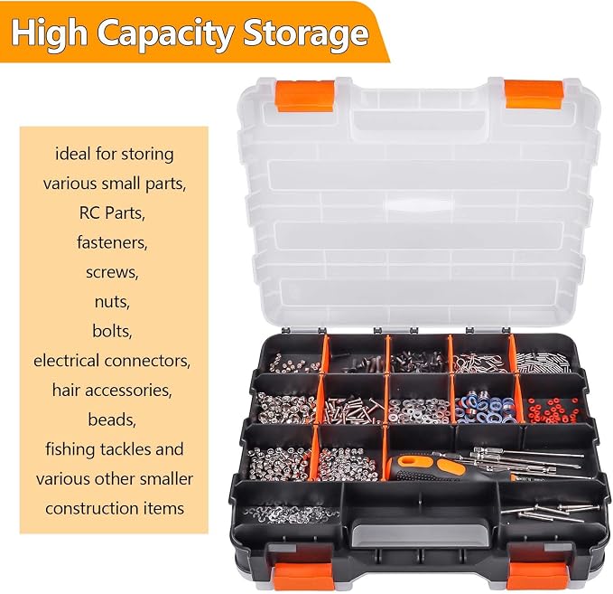 HobbyPark RC Hardware Organizer Box Adjustable Compartments Removable Dividers - Image 2
