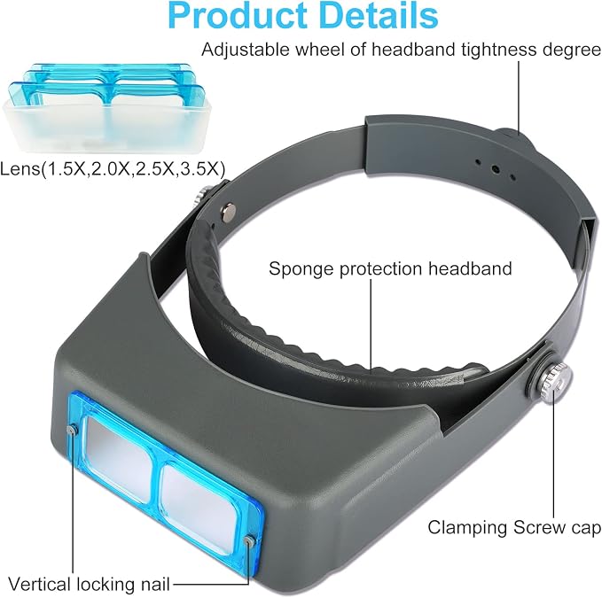 Headband Magnifier, Professional Double Lens Head-Mounted Loupe Jewelry - Image 4