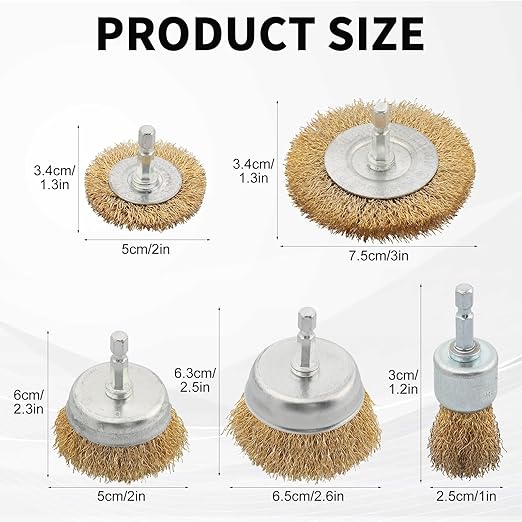 30 Pack Wire Brush Wheel for Drill, Brass Wire Brush for Drill, 1/4 Inch Hex Shank, Wire Brush Drill Bit, Wire Cup Brush for Rust Removal, Wire Brush Drill Attachments