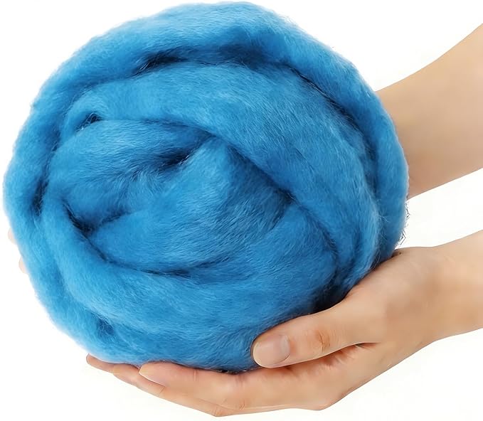 3.4oz Felting Wool Blue, Needle Felting Wool, Wool Roving by %22VNAKER%22+Flagship